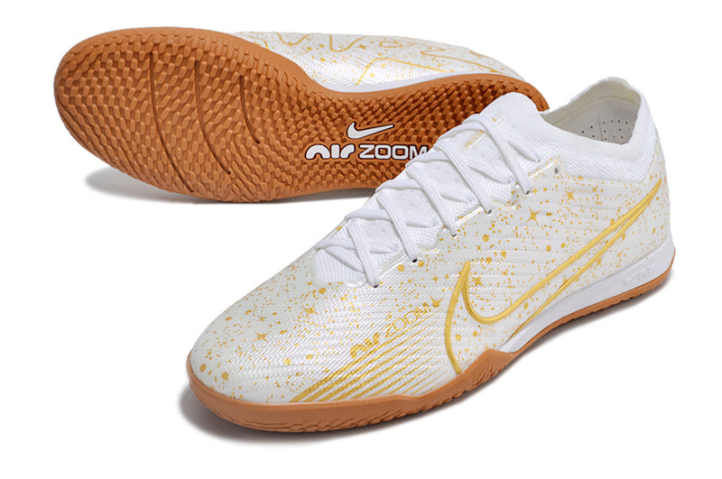 Nike Air Zoom Mercurial Vapor 15 Elite IC White and Gold Futsal Boot