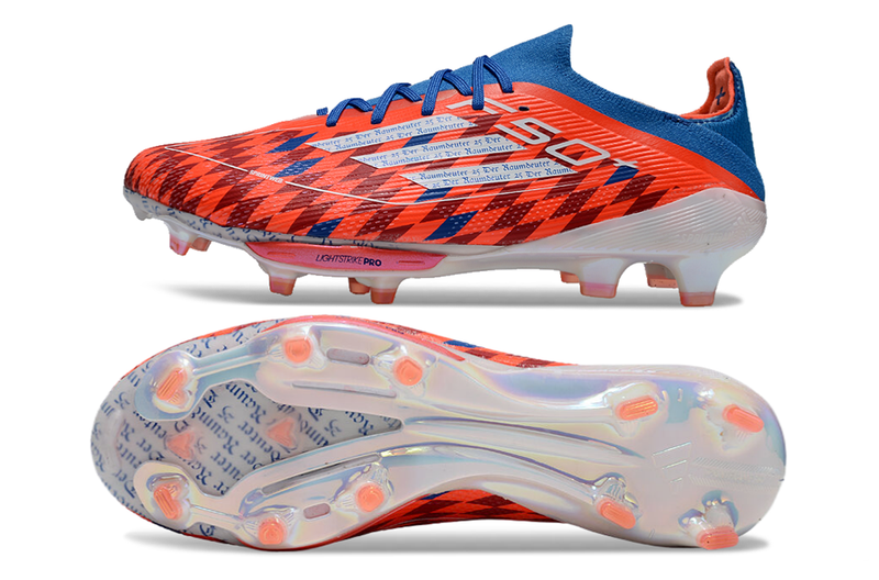 Botes de futbol Adidas F50+ FG vermelles i blaves 