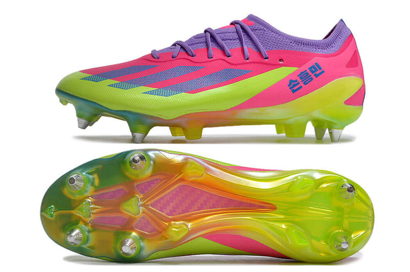 Bota de futbol Adidas X CrazyFast.1 Punta "Son" d'alumini rosa i verd