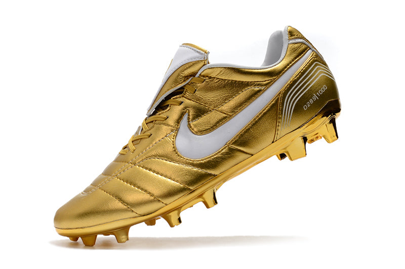 Nike Retro Tiempo Legend 7 Elite FG Gold and White R10 Football Boots 