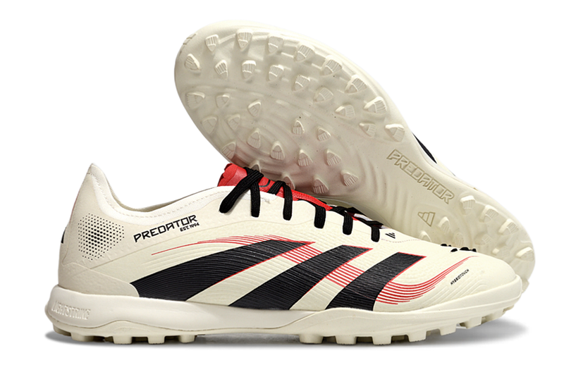 Chuteira Society Adidas Predator Elite TF Bege, Vermelha e Preta