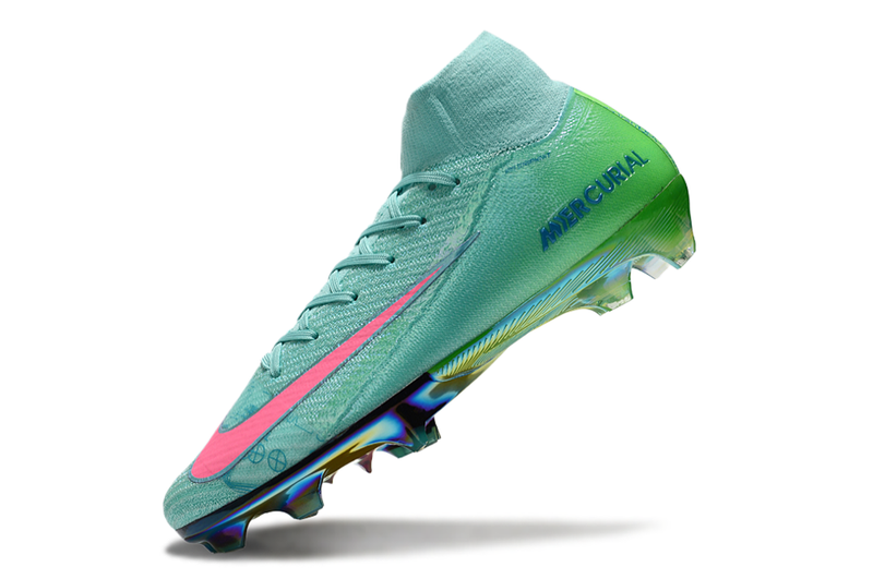 Chuteira Campo Nike Air Zoom Mercurial Superfly 10 Elite FG Verde e Rosa "Cosmic Speed"