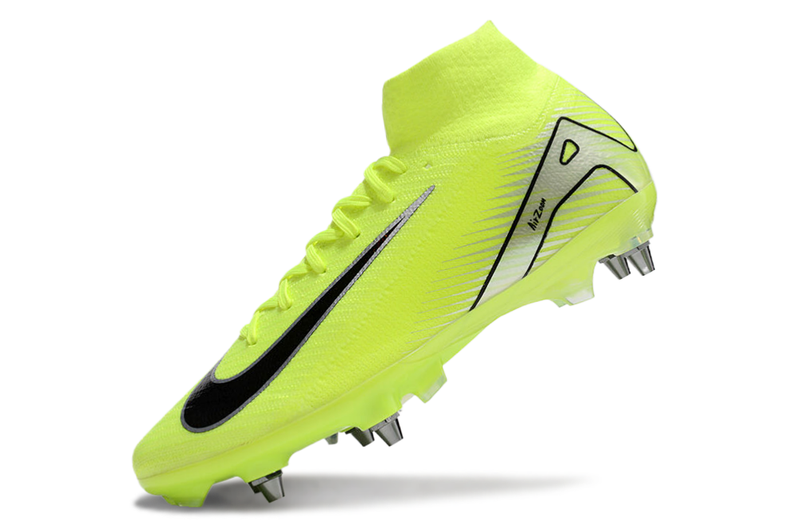 Chuteira Campo Nike Air Zoom Mercurial Superfly 9 Elite Trava Mista Verde e Preta "Mad Voltage"