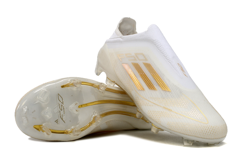 Chuteira Campo Adidas F50 LL FG Branca e Dourada "Day Spark"