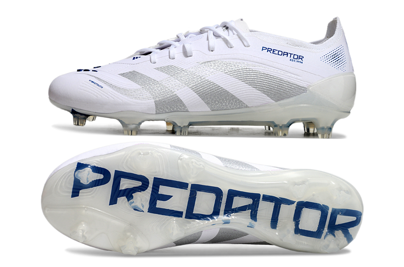 Chuteira Campo Adidas Predator Elite FG Branca e Azul "Polar Victory"