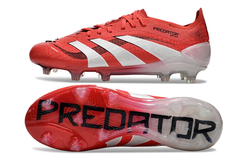 Chuteira Campo Adidas Predator Elite FG Vermelha e Branca "Pure Victory"