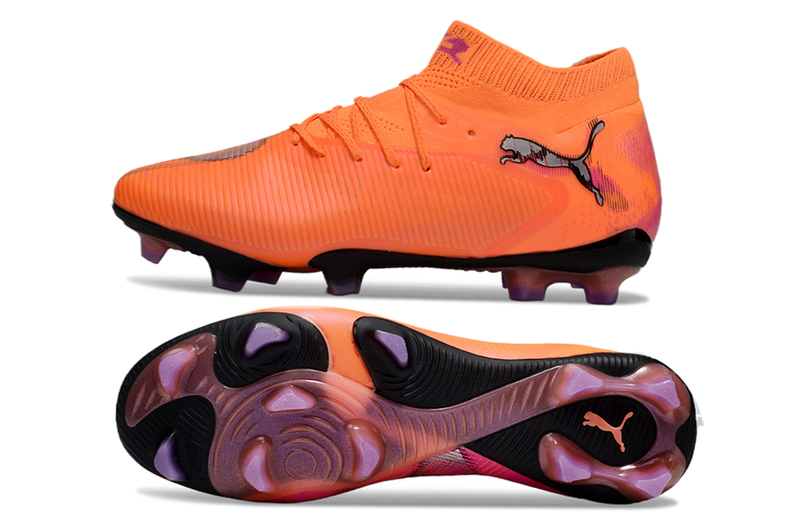 Chuteira Campo Puma Future 8 FG Laranja e Rosa