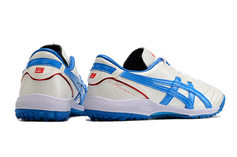 Chuteira Society Asics Japan TF Branca e Azul