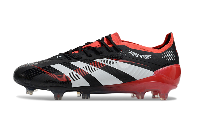 Chuteira Campo Adidas Predator Elite FG Preta e Vermelha "Stealth Victory"