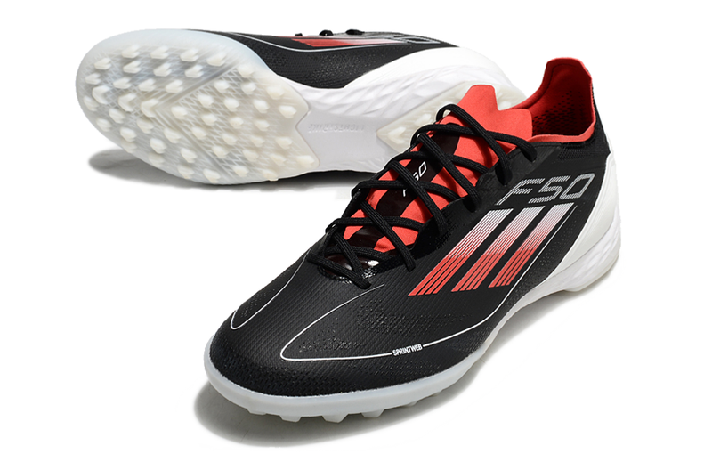 Chuteira Society Adidas F50 TF Preta e Vermelha