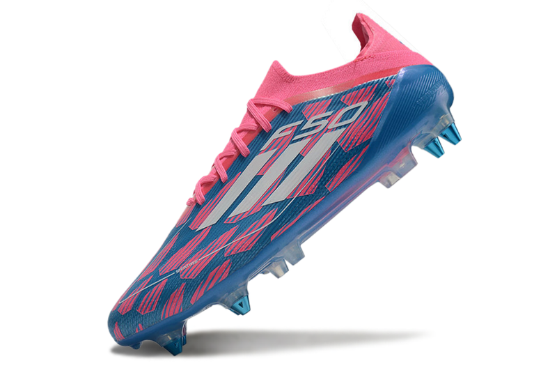 Chuteira Campo Adidas F50 Ponta de Aluminio Azul e Rosa