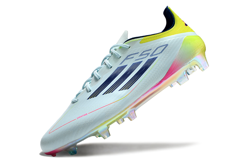 Chuteira Campo Adidas F50 FG Azul, Rosa e Amarelo "Olympic Boot Pack"