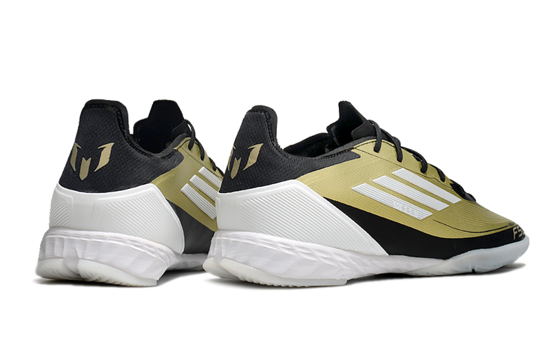 Chuteira Futsal Adidas F50 IC Dourada e Preta "Triunfo Dorado Pack"