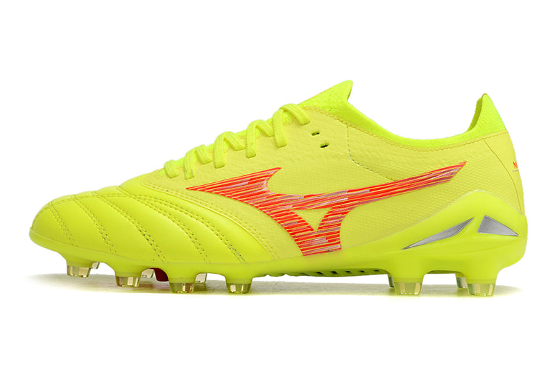 Mizuno Morelia Neo 4 Beta FG Yellow and Red 'Dyna Pack' Field Football Boots