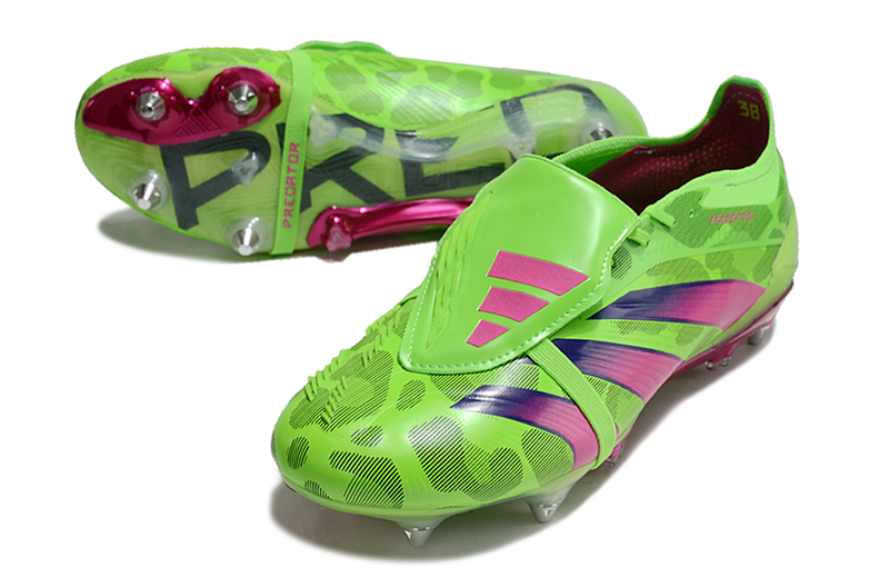 Chuteira Campo Adidas Predator Elite FT 30 Ponta de Aluminio Verde e Rosa