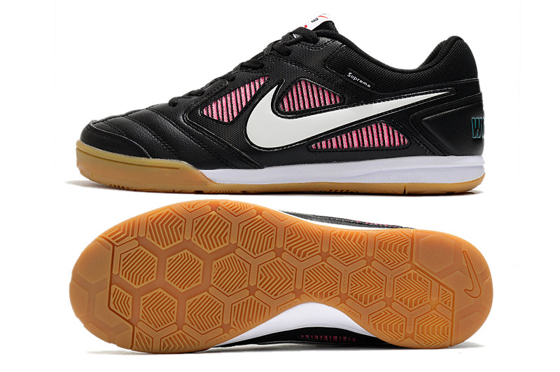 Chuteira Futsal Supreme X Nike SB Gato IC Preta, Branca e Rosa