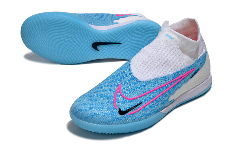 Chuteira Futsal Nike Phantom GX DF Elite IC Branca e Azul "Blast Pack"