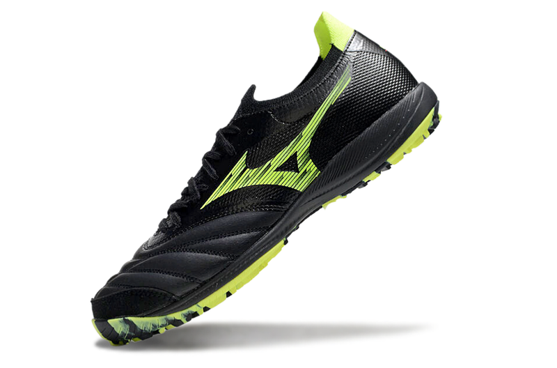 Chuteira Society Mizuno Morelia Neo Sala TF Preta e Verde