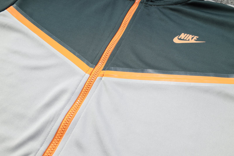 Conjunto de Moletom Nike Sportswear com Touca Cinza e Laranja