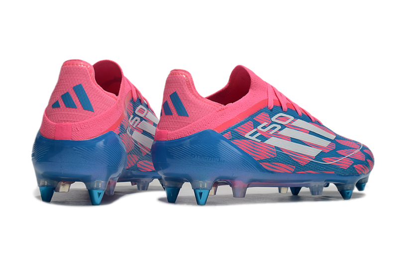 Chuteira Campo Adidas F50 Ponta de Aluminio Azul e Rosa