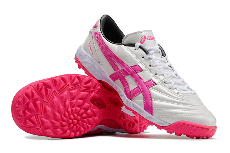 Chuteira Society Asics Japan TF Branca e Rosa