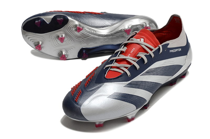 Chuteira Campo Adidas Predator Elite FG Prata e Azul "Roteiro Pack"