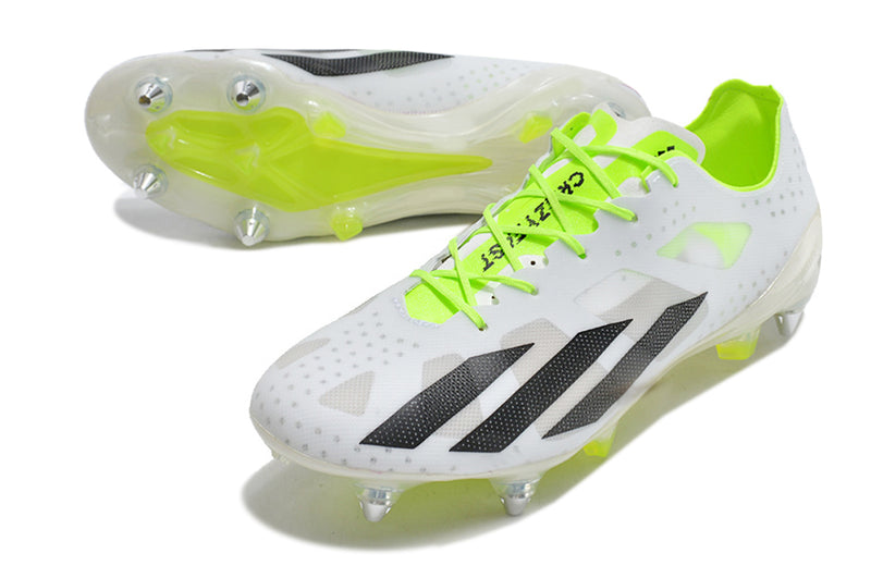 Chuteira Campo Adidas X Crazyfast+ Ponta de Aluminio Branca e Verde "Crazyrush"