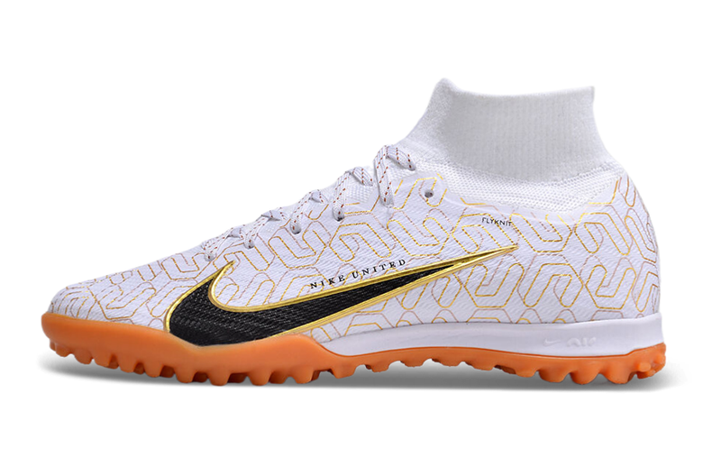 Nike Air Zoom Mercurial Superfly 9 Elite TF White and Gold "United Golden Pack" Society Football Boots