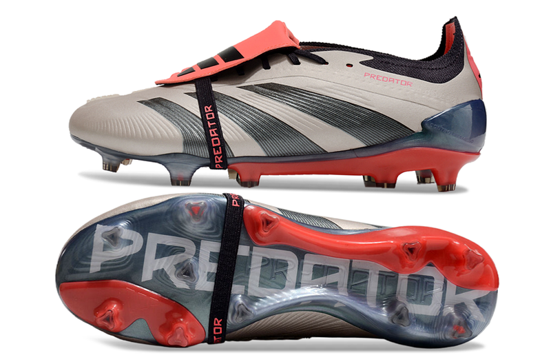 Chuteira Campo Adidas Predator FT 30 Elite FG Prata, Preto e Vermelho "Vivid Horizon Pack"