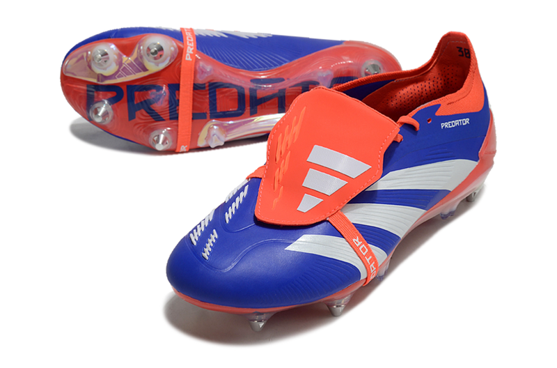 Chuteira Campo Adidas Predator Elite FT 30 Ponta de Aluminio Azul, Vermelho e Branco