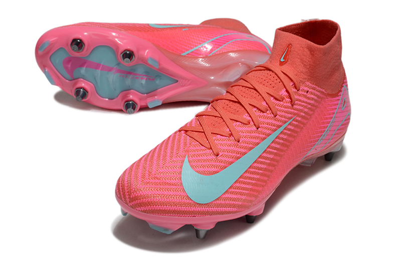 Chuteira Campo Nike Air Zoom Mercurial Superfly 10 Elite Trava Mista Rosa e Azul "Mad Energy"