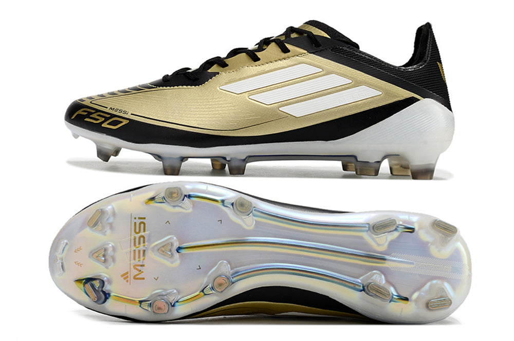 Botes de futbol Adidas F50 Messi FG negre i daurat Triunfo Dorado Pac