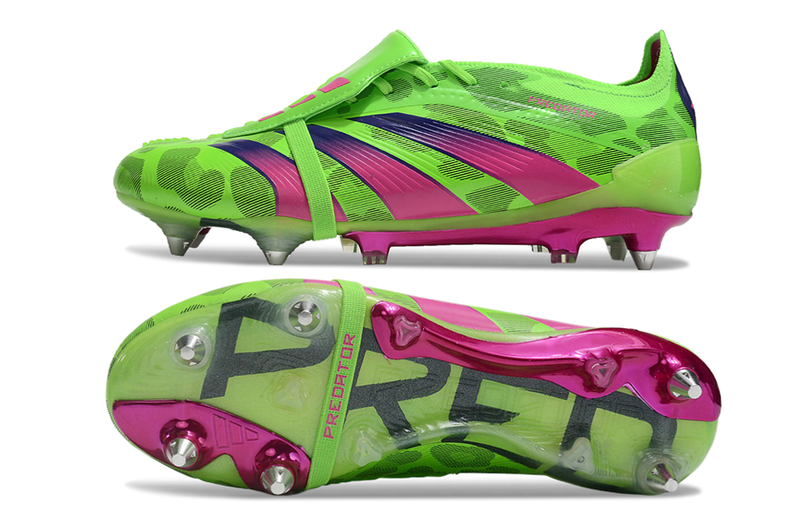 Chuteira Campo Adidas Predator Elite FT 30 Ponta de Aluminio Verde e Rosa