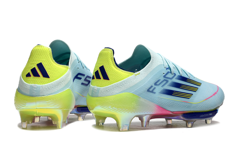 Chuteira Campo Adidas F50+ FG Azul, Rosa e Amarelo "Olympic Boot Pack"