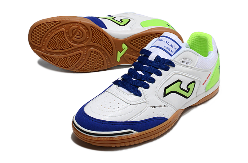 Chuteira Futsal Joma Top Flex Rebound IC Branca, Azul e Verde