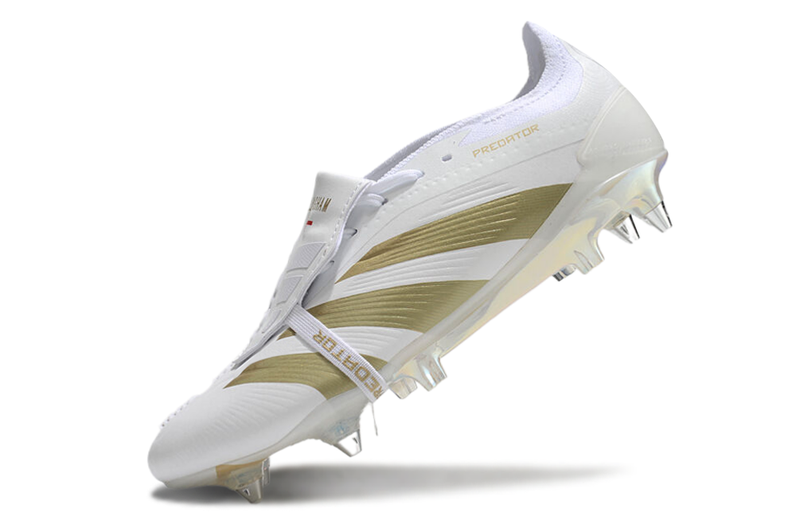 Chuteira Campo Adidas Predator Elite FT 30 Ponta de Aluminio Branca e Dourada "Day Spark Pack"