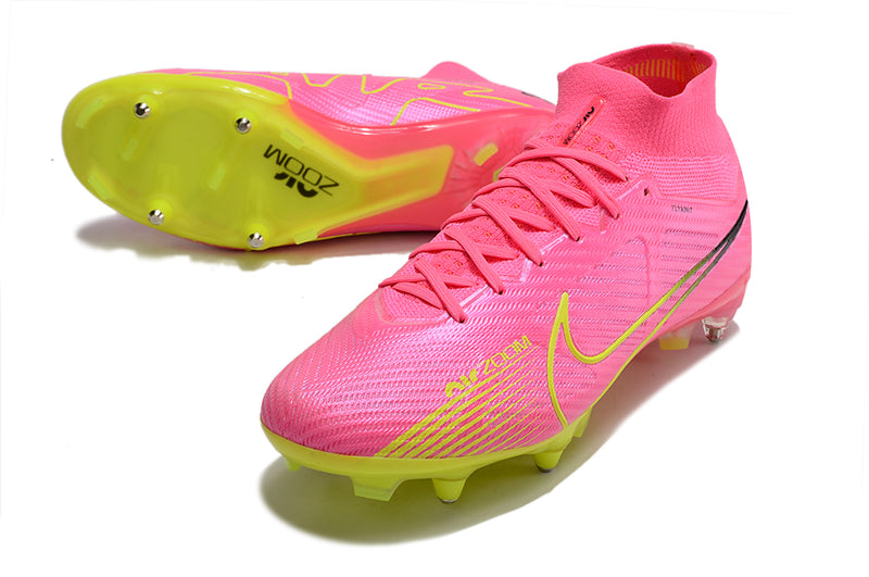 Chuteira Campo Nike Air Zoom Mercurial Superfly 9 Elite Ponta de Aluminio Rosa "Luminous Pack"