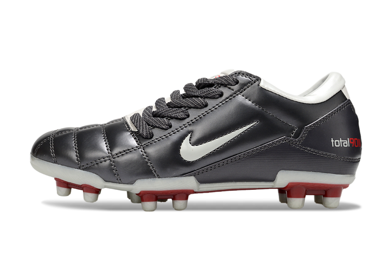 Chuteira Campo Nike Total 90 FG Cinza, Branco e Vermelho