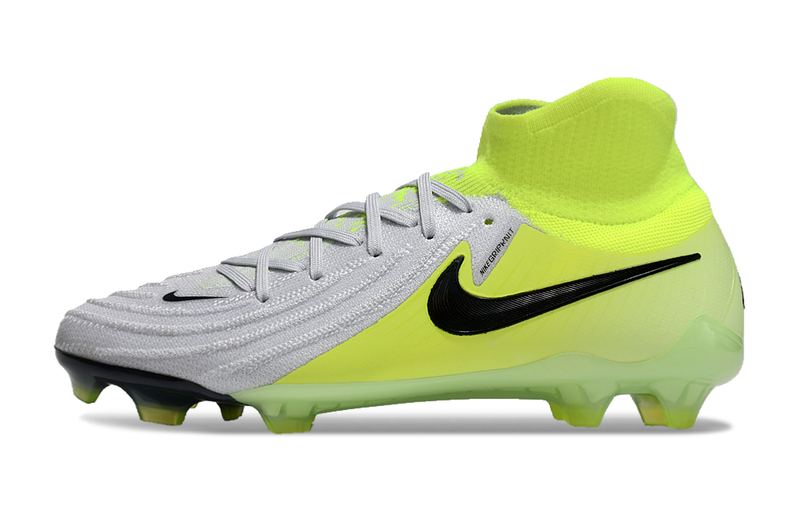 Chuteira Campo Nike Phantom Luna 2 Elite FG Cinza e Verde "Mad Voltage"