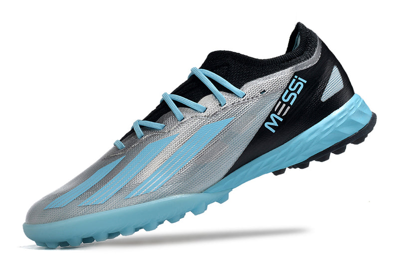 Botes de futbol de la Societat Adidas X Crazyfast Messi.1 TF Plata i Blau "Infinito"