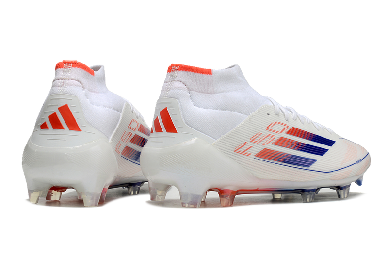 Adidas F50 Mid-Cut FG White, Blue and Orange "Advancement Pack" Field Boots 