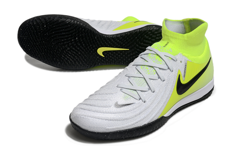 Chuteira Futsal Nike Phantom Luna 2 Elite IC Cinza e Verde "Mad Voltage"