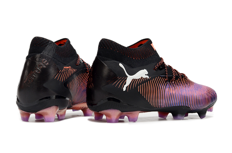 Chuteira Campo Puma Future 8 FG Preta, Vermelho e Roxo "UNLIMITED Pack"