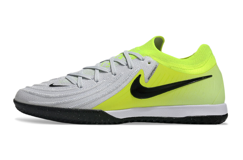 Chuteira Futsal Nike Phantom GX 2 Elite IC Cinza e Verde "Mad Voltage"