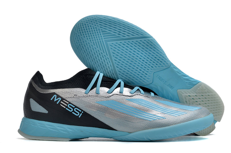 Adidas X CrazyFast Messi.1 IC Silver and Blue "Infinity" Futsal Boot