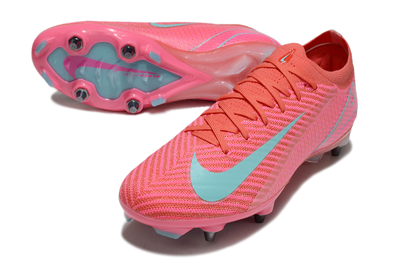 Chuteira Campo Nike Air Zoom Mercurial Vapor 16 Elite Trava Mista Rosa e Azul "Mad Energy"