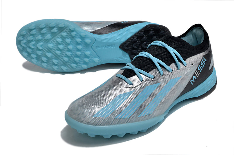 Adidas X Crazyfast Messi.1 TF Silver and Blue "Infinity" Society Football Boots