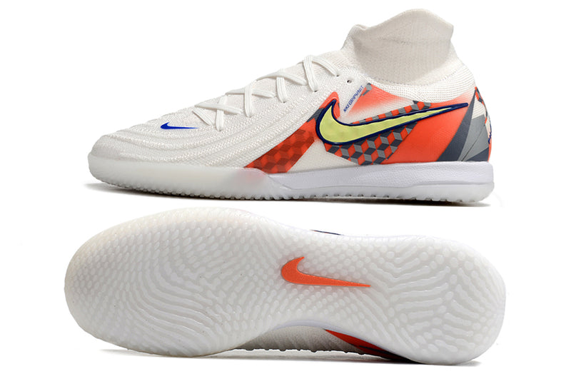 Chuteira Futsal Nike Phantom Luna 2 Elite IC Branca, Cinza e Vermelho "Barna Pack"