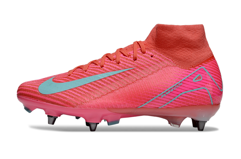 Chuteira Campo Nike Air Zoom Mercurial Superfly 10 Elite Trava Mista Rosa e Azul "Mad Energy"