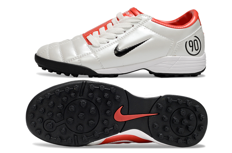 Chuteira Society Nike Total 90 TF Branca e Vermelha